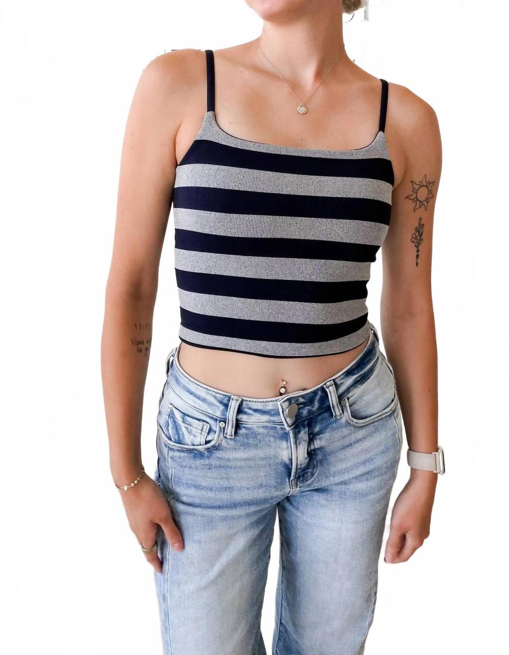 NEW BY TOGETHER stella reversible layered cami top in navy